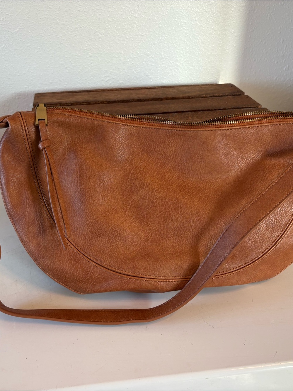 Anthropologie Urban Originals Cognac Slouchy Hobo Shoulder Bag